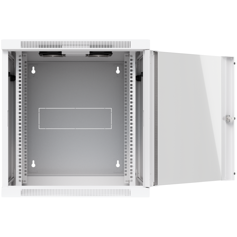 UBIQUITI UniFi UACC-Rack-12U-Wall-SW-G 12U Rack Cabinet Fully assembled wall-mount rack with built-in fans and removable panels, engineered for easy equipment access and space-efficient small-scale de [5]