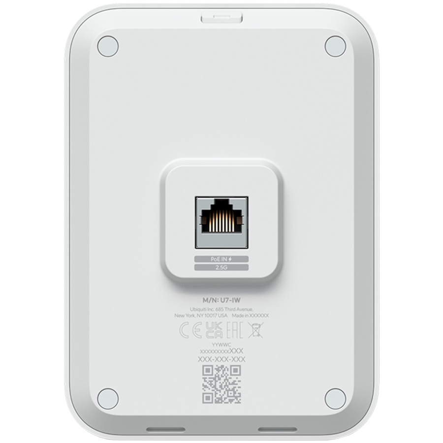 Ubiquiti UniFin U70IW Wall mounted WiFi 7 AP with 4 spatial streams and an integreated 2.5GbE PoE switch desined for hospitality enviorments [2]