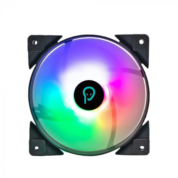 Ventilator Spacer PC Silent 120x120x25 mm SPFC-120-3P-RGB, posibilitate conectare fan hub, rulment hydraulic, 39CFM, conector 3-pin [1]