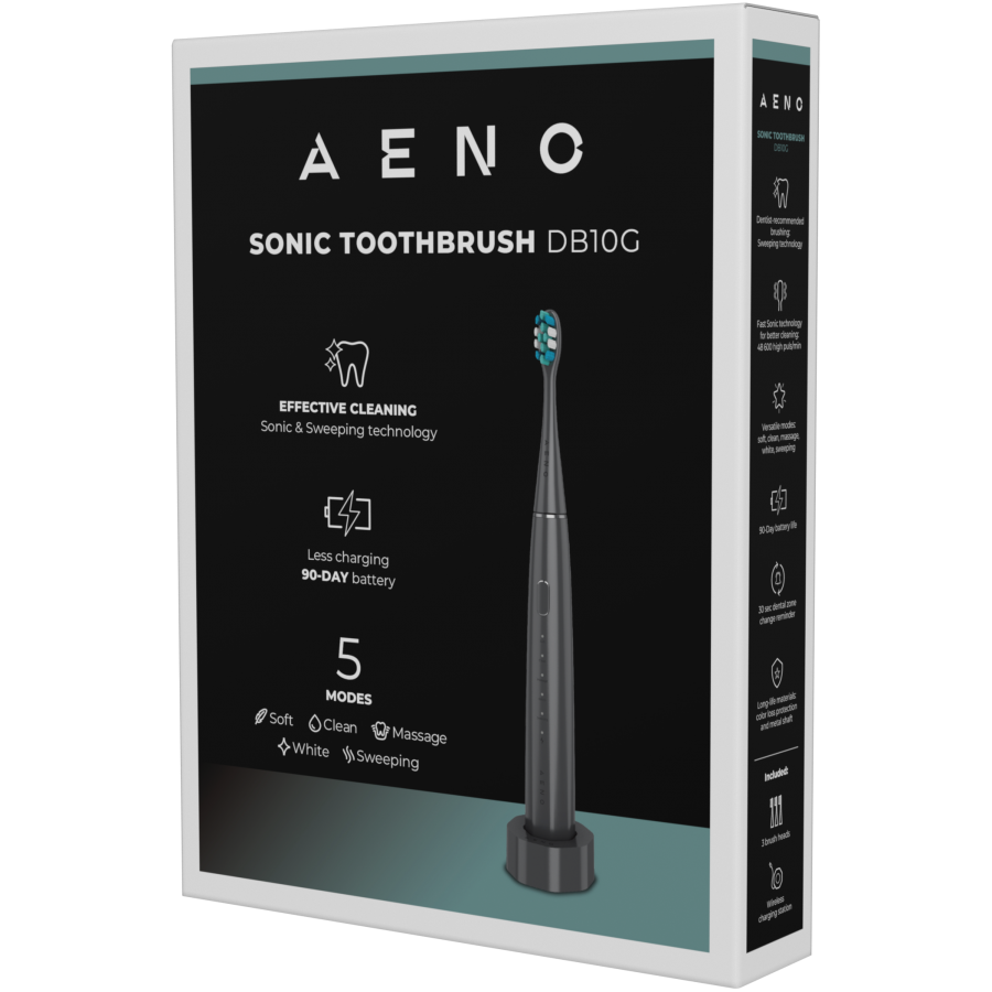 Wireless Tooth Brush, Grey, 3 Brush Heads, 1400mAh, Function: Soft, Clean, Massage, White, Sweep [5]