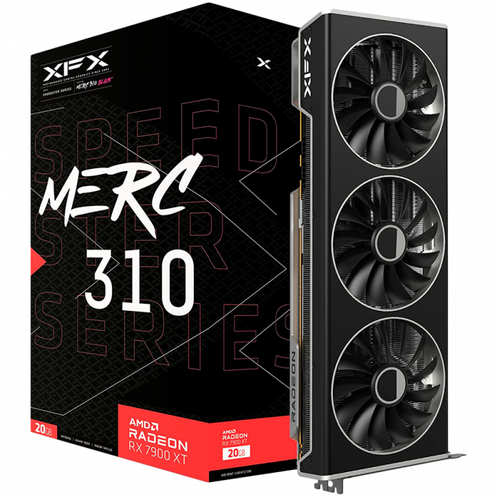 XFX AMD Video Card RX-7900XT Speedster MERC310 Black 20GB GDDR6 320bit, 2560 MHz / 20Gbps, 3x DP, 1x HDMI, 3 fan, 2 slot [1]