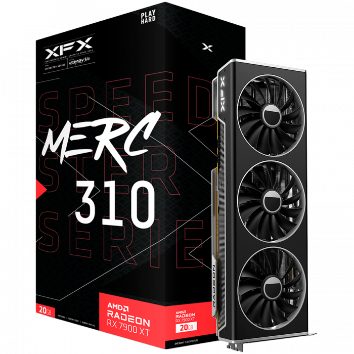 XFX AMD Video Card RX-7900XT Speedster MERC310 Black 20GB GDDR6 320bit, 2560 MHz / 20Gbps, 3x DP, 1x HDMI, 3 fan, 2 slot [10]
