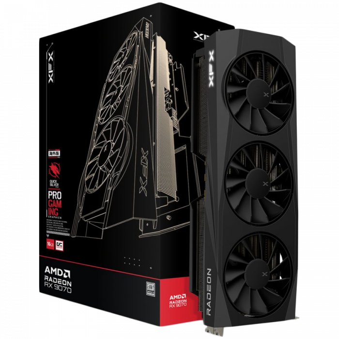XFX Quicksilver AMD Radeon RX 9070 OC Gaming Edition with 16GB GDDR6 HDMI 3xDP, AMD RDNA 4 [1]