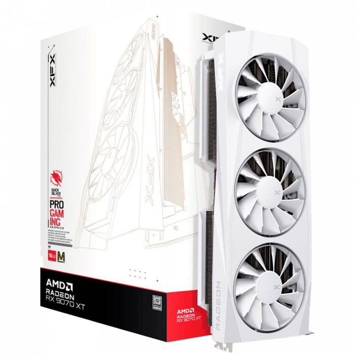 XFX Quicksilver AMD Radeon RX 9070XT White Magnetic Air Edition with 16GB GDDR6 HDMI 3xDP, AMD RDNA 4 [1]