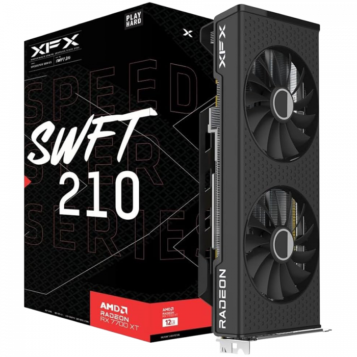 XFX SPEEDSTER SWFT210 RADEON RX 7700XT Gaming Graphics Card with 12GB GDDR6 HDMI 3xDP, AMD RDNA 3 [1]