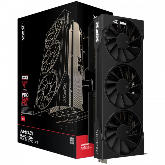 XFX Swift AMD Radeon RX 9070XT Triple fan Gaming Edition with 16GB GDDR6 HDMI 3xDP, AMD RDNA 4 [1]
