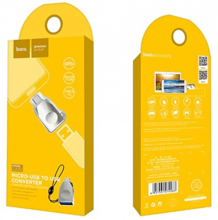 Adaptor Hoco OTG UA10, USB la MicroUSB, Argintiu [1]