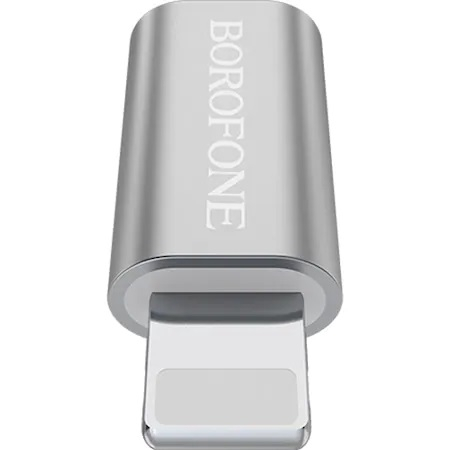 Adaptoare telefon mobil - Adaptor MicroUSB to Lightning Borofone, BV5, Aluminiu, Incarcare si transfer, Argintiu