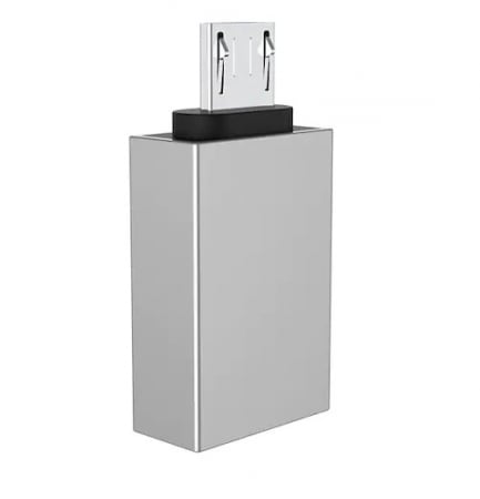 Adaptoare telefon mobil - Adaptor OTG MicroUSB to USB Borofone, BV2, Aluminiu, Incarcare si transfer, Argintiu