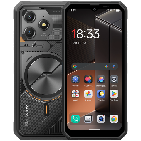 Telefoane Mobile - Blackview FORT100 LTE 6.56-inch HD+ 1612x720 90Hz 8+128GB MT Helio G81 Octa-Core 2.0GHz 13MP Front 16MP Rear NFC MIL-STD-810H 5000mAh Fingerprint Android 16 Cosmic Black