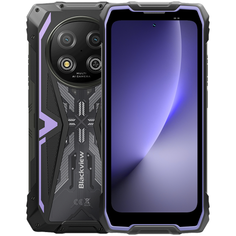 Telefoane & accesorii - Blackview ROCK 2 5G 6.67-inch HD+ 1640x720 120Hz 12+256GB Unosoc T8100 Octa-Core 2.2GHz 13MP Front 16MP Rear NFC FG MIL-STD-810H 15000mAh Fingerprint Android 16 Purple