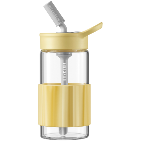 Desktop PC & Componente - BUYDEEM Portable Glass Straw Bottle, model CD1017, color Mellow Yellow