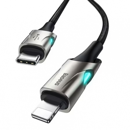 Cablu de date Baseus, Nylon, Type-C to Lightning, 18 W, 480 Mbps, 1 m, Negru [1]