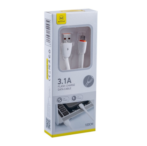 Telefoane & accesorii - Cablu de date rapid de la USB la Micro USB, 3.1A, 1 m, Alb
