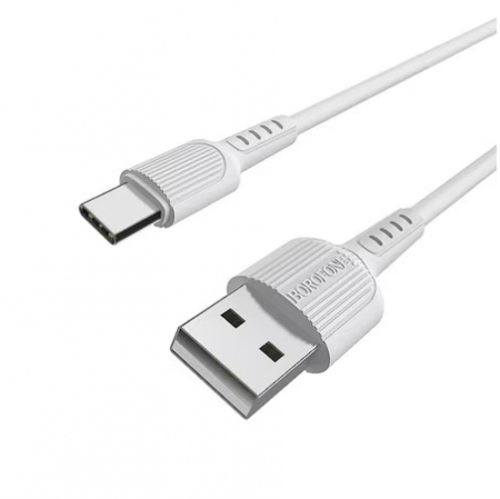 Cablu prevazut cu conectori USB tata si USB tip C, Borofone BX16 Easy, lungime 1m, alb [2]