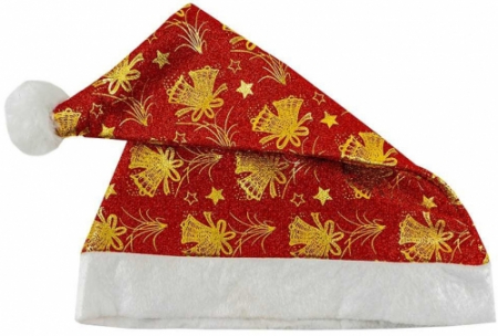 Stickere decorative - Caciula Mos Craciun, rosie, cu sclipici