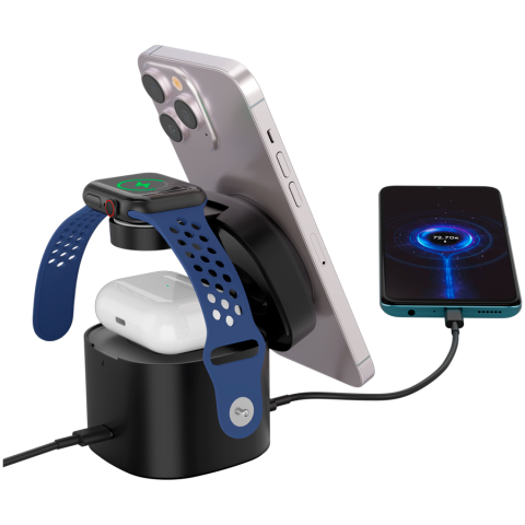 Canyon 4 in 1 Wireless Charging Stand, 30W max, Size: 70x70x70.3mm, weight: 414g, with 65W charger and 1M cable, black [3]