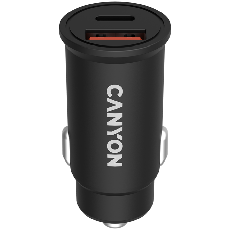 Accesorii PC - CANYON C-20B03, PD 30W/QC3.0 18W Pocket size car charger with 1-USB A+ 1-USB-C Input: DC12V-24V, Output: USBC: PD30W( 5V3A/9V3A/12V2.5A/15V2A/20V1.5A),USB-A:QC3.0 18W (5V3A