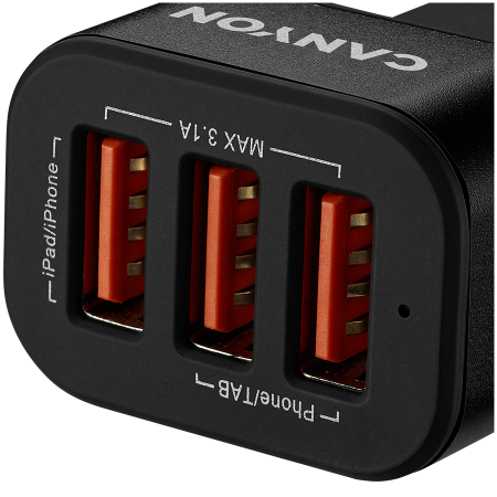 CANYON car charger C-06 3.1A/3USB-A Black [3]