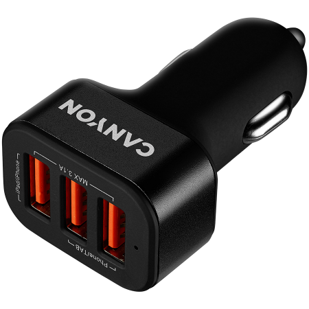 CANYON car charger C-06 3.1A/3USB-A Black [2]