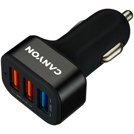 Accesorii PC - CANYON car charger C-07 QC 3.0 2.4A/3USB-A Black