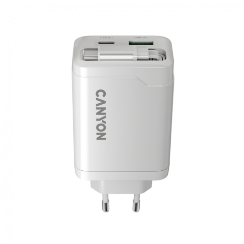 CANYON charger OnCharge 65RC Build-In Cable USB-C 65W 1xPD 1xQC EU White [3]