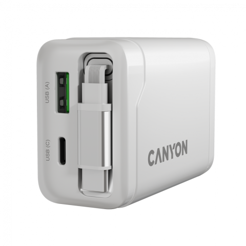 CANYON charger OnCharge 65RC Build-In Cable USB-C 65W 1xPD 1xQC EU White [7]