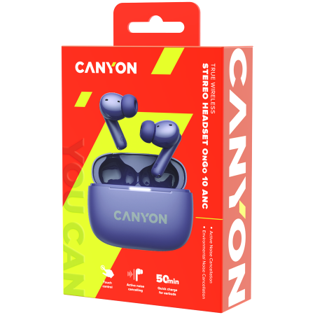 CANYON headset OnGo TWS-10 ANC+ENC Purple [7]
