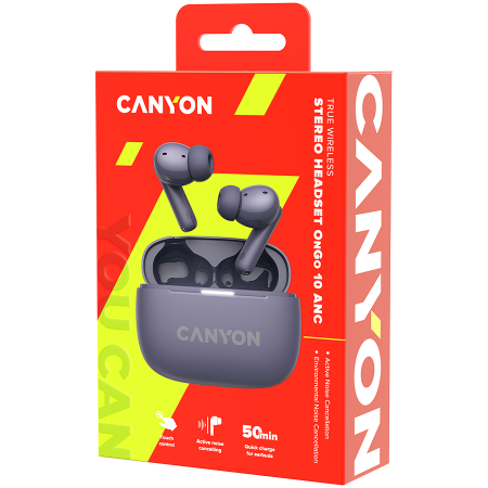 CANYON headset OnGo TWS-10 ANC+ENC Purple [8]