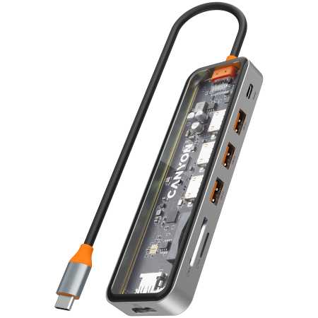 Retelistica - CANYON hub DS-13 7in1 4k USB-C Transparent Space Grey