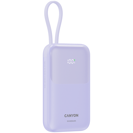CANYON power bank OnPower 101 built-in cable 10000 mAh PD22.5W Purple [2]