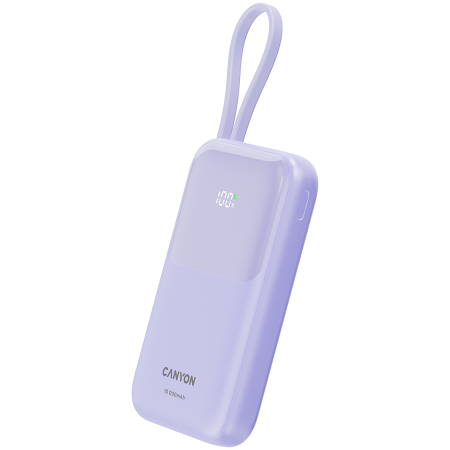 CANYON power bank OnPower 101 built-in cable 10000 mAh PD22.5W Purple [1]