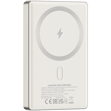 CANYON power bank OnPower 510 slim Magsafe 10000 mAh PD20W Beige [3]