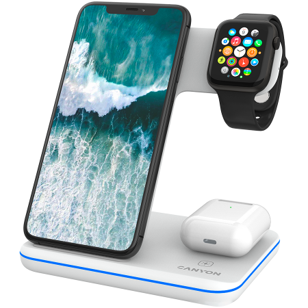 Accesorii PC - CANYON wireless charger WS-303 15W 3in1 White