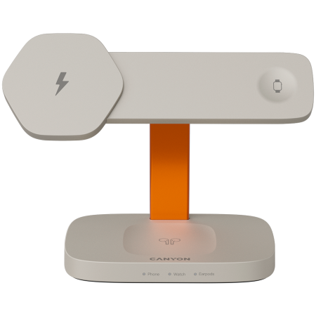 Accesorii PC - CANYON Wireless Charging Station Hexagon 310 3in1 LightGrey/Orange