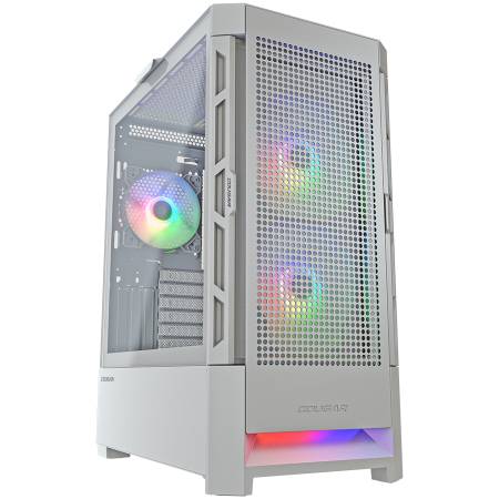 Carcasa - COUGAR | Case Airface RGB White | PC Case | Mid Tower / Mesh Front Panel / 2 x 140mm ARGB Fans / 1x 120mm ARGB Fan / TG Left Panel / White