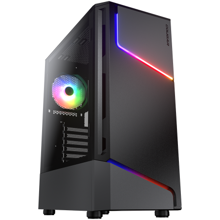 Carcasa - COUGAR | MX360 RGB | PC Case | Mid Tower / Metal Front Panel with ARGB strips / 1 x ARGB Fan / TG Left Panel