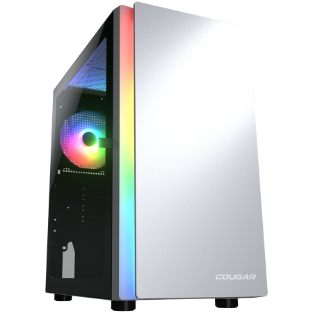 Carcasa - COUGAR | Purity RGB White | PC Case | Mini Tower / TG Front Panel with ARGB strip / 1 x ARGB Fan / 3mm TG Left Panel