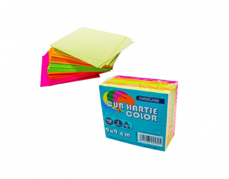 Cuburi hartie si note adezive - Cub de hartie 9 x 9 cm simplu color mixt CUBHCOL