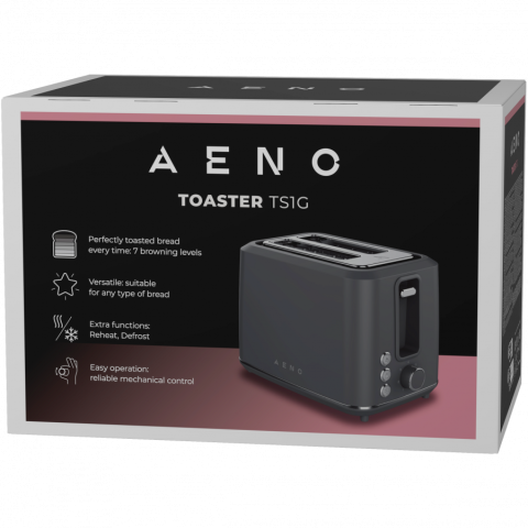 Electric Toaster, Grey, 220-240V, 50-60Hz, 920-1080W, 2 slots, 3 modes, 7 browning levels [6]