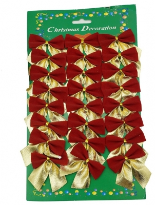 Stickere decorative - Fundite pentru brad, culoare rosu/auriu, 2 cm, 24 buc/set