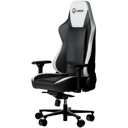 LORGAR Base 311, Gaming chair, PU eco-leather, 1.8 mm metal frame, multiblock mechanism, 4D armrests, 5 Star aluminium base, Class-4 gas lift, 75mm PU casters, Black + white [1]