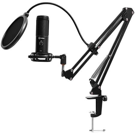 Gaming - LORGAR Voicer 931, Gaming Microphone, Black, USB condenser microphone with desktop boom arm, pop filter, tripod stand, including 1* microphone, 1*desktop boom arm with C-clamp, 1*shock mount, 1*shock 