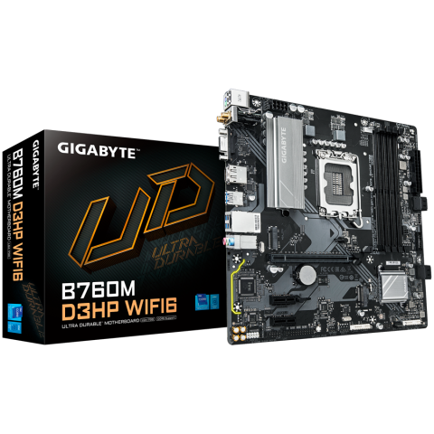 Desktop PC & Componente - GIGABYTE Mainboard Desktop B760M D3HP WIFI6 (LGA1700, 4 x DDR5, 1 x D-Sub, 1 x HDMI, 1 x DisplayPort, GLAN, Wi-Fi 6, BT5.3, 1 x PCIe x16 4.0, 2 x PCIe x1 3.0, 2 x M.2, 4 x SATA) mATX