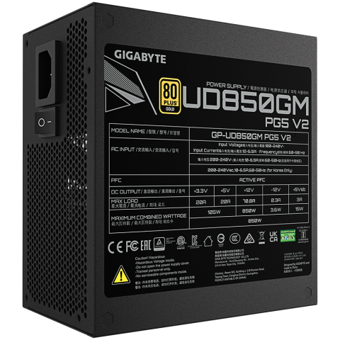 GIGABYTE UD850GM PG5 V2, 850W, 80 PLUS Gold, ATX 3.1, Fully modular [3]