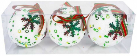 Stickere decorative - Globuri pentru pomul de Craciun, 8 cm, motiv fulg de nea