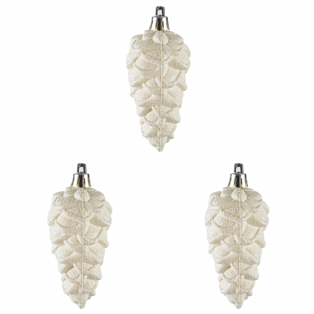 Stickere decorative - GLOBURI POM CRACIUN, 11 CM, 3 BUC/SET GLOB-07/WH17285