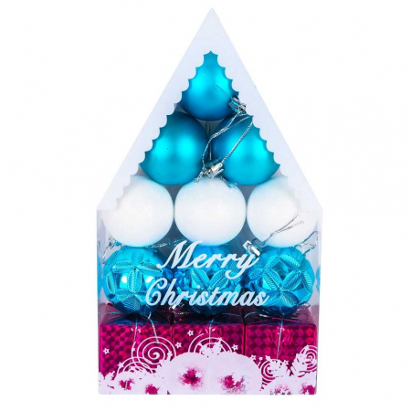 Stickere decorative - GLOBURI POM CRACIUN, 12 BUC/SET 2021F2091