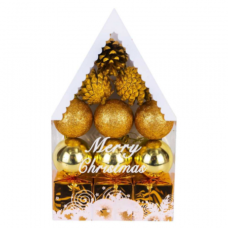 Stickere decorative - GLOBURI POM CRACIUN, 12 BUC/SET 2021F2093