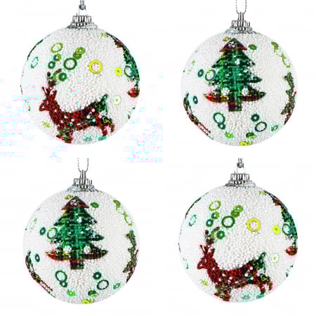 Stickere decorative - GLOBURI POM CRACIUN, 6 CM, 4 BUC/SET A2020-69